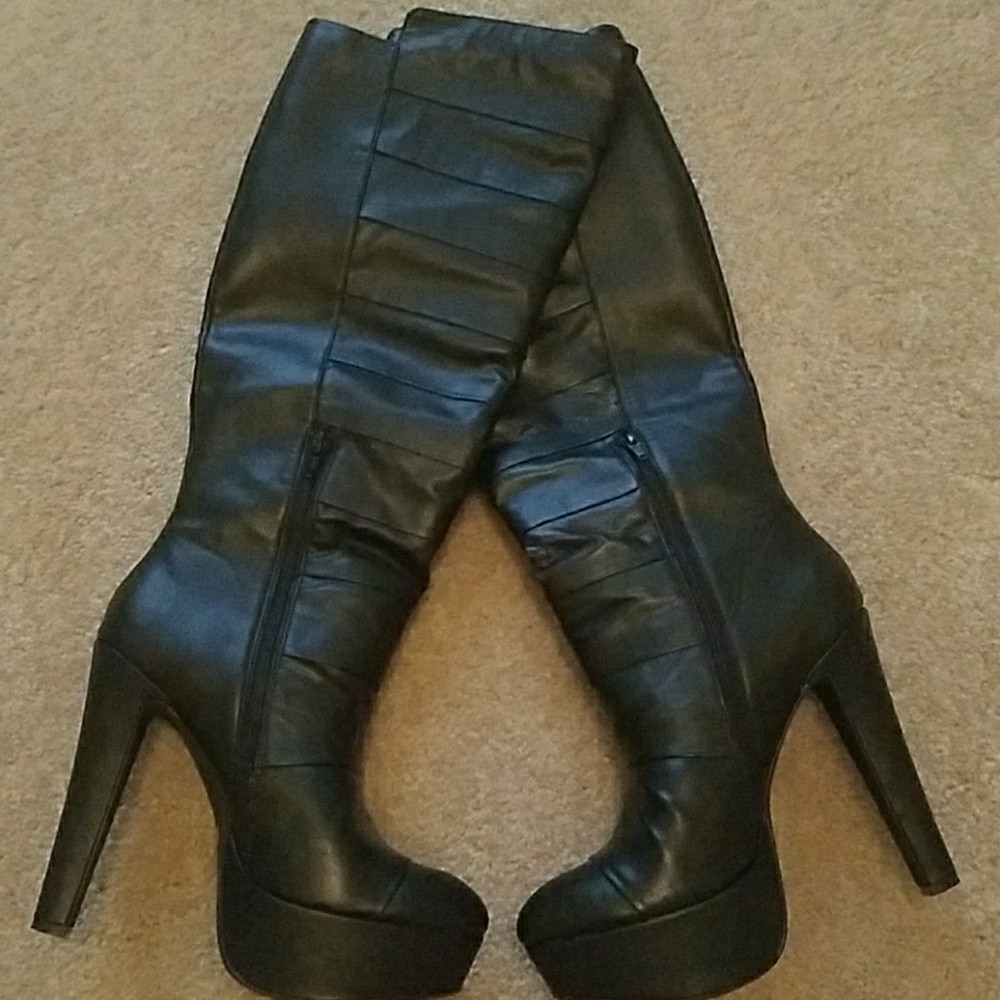 Black leather boots